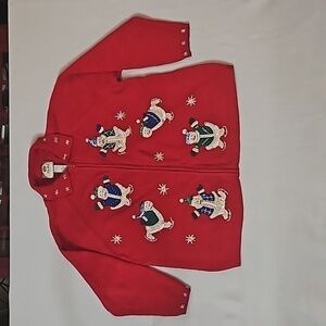 Tiara Snowman Holiday  Zip Sweater sz 2X  Red Pre-owned